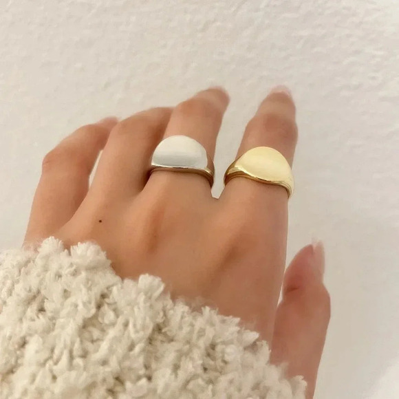 925 Sterling Silver Signet Ring Round Disc Ring Geometric Ring Minimalist Ring - Picture 7 of 8